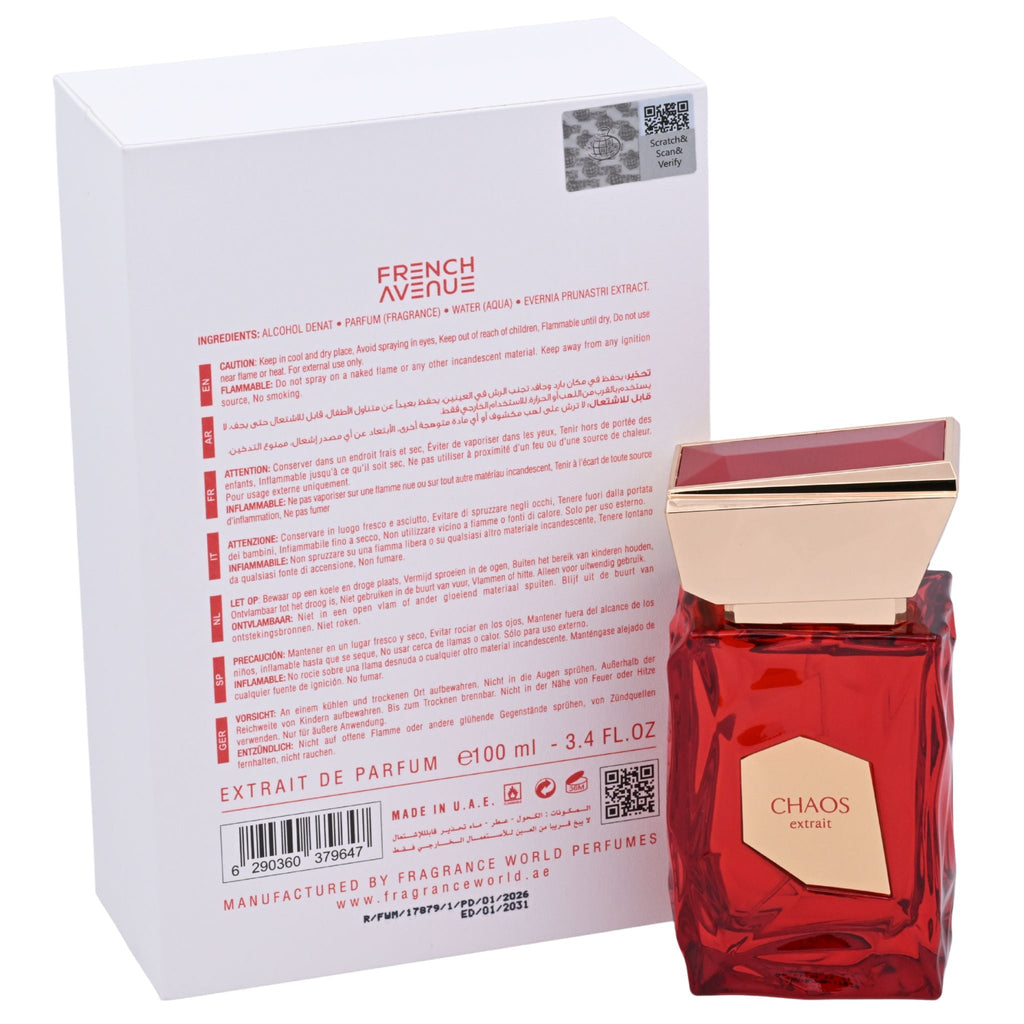 French Avenue Chaos Extrait de Parfum Spray Unisex 3.4 oz New Retail Box