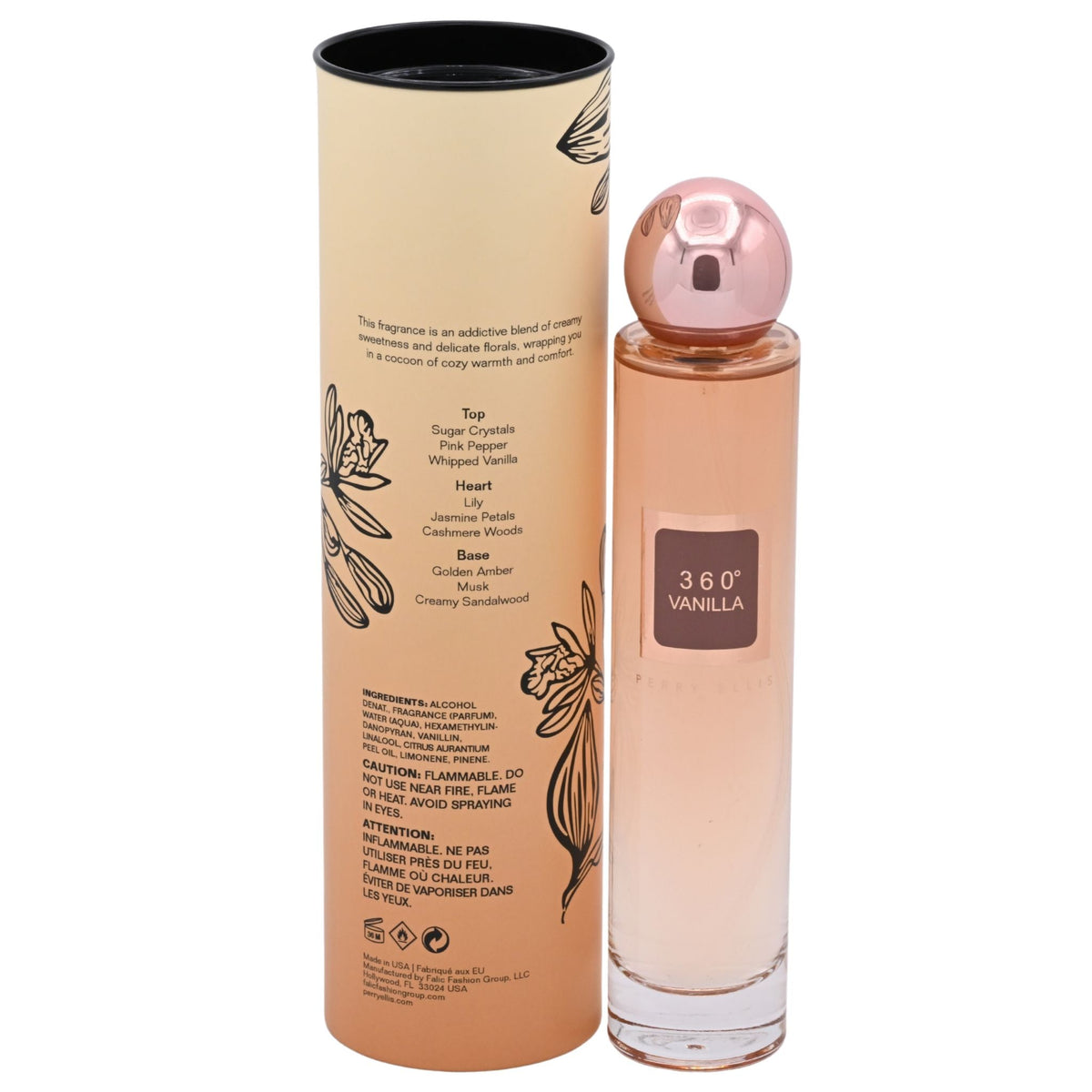 Perry Ellis 360° Vanilla Eau de Parfum Spray Women 3.4 oz (100 mL) NIB