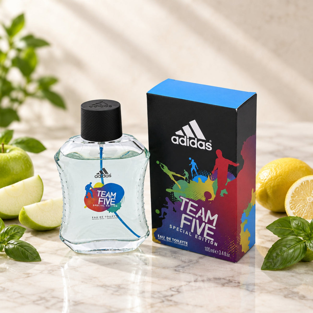 TEAM FIVE Adidas men cologne edt 3.4 oz 3.3 NEW IN BOX