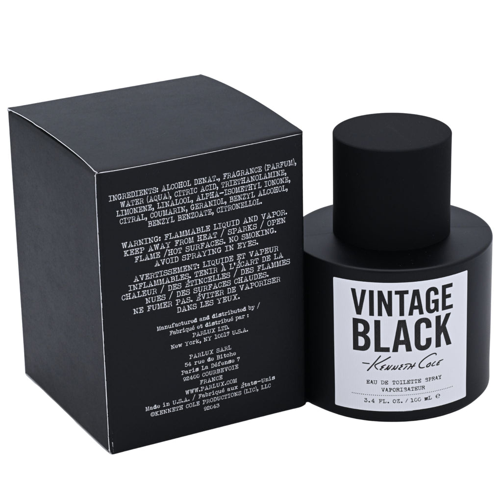 VINTAGE BLACK by Kenneth Cole 3.4 oz edt 3.3 MEN Cologne New in BOX